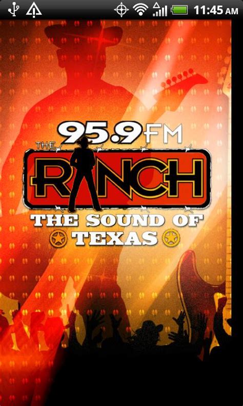 959 the ranch - iPhone Screenshots. The Sound of Texas, 95.9 "The Ranch" iPhone application. 100% alternative country from the explosive Texas and "Red Dirt" music scene. Our NEW iPhone application allows you to stream "The Ranch", see exciting upcoming events and contests, plus chat with us LIVE, right from your iPhone. You can also upload photos and voice ... 